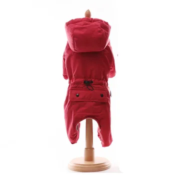 

Red Pink Colors Dog Jumpsuits Warm Cotton Padded Luxury Dog Clothes for Autumn and Winter Four Legs Thickening Hoodies for Dogs