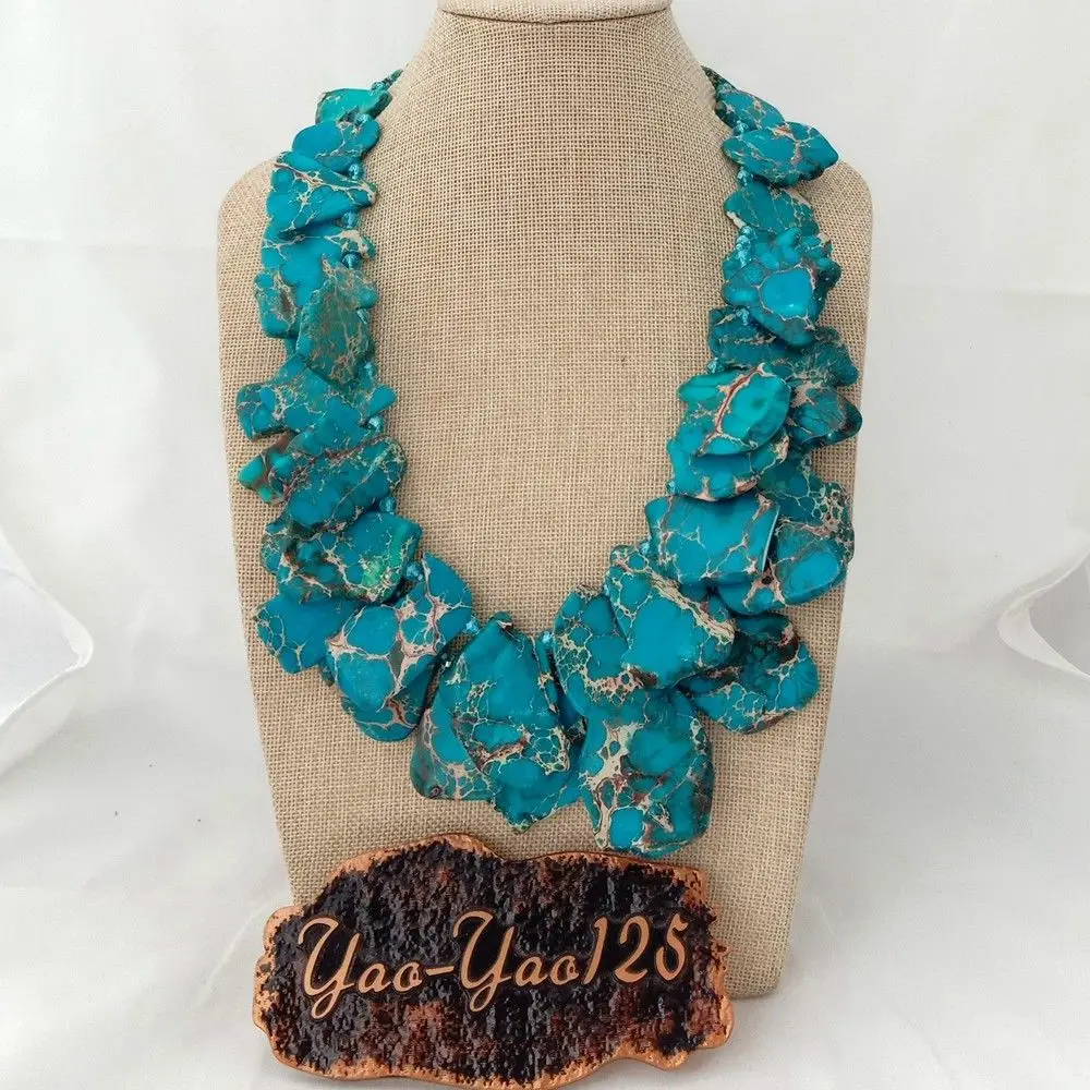

22'' 2 Strands Blue Sea Sediment Imperial Jasper Crystal Necklace