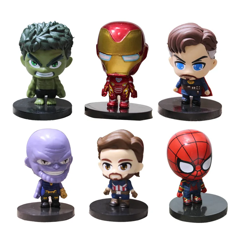 Экшн фигурки Marvel Мстители 6 шт. танос железный человек Доктор Странный Халк аниме