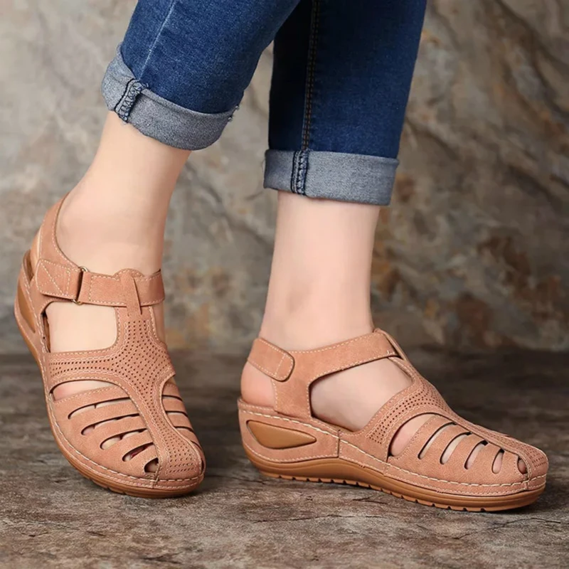 

Summer Women's Sandals Platform Flat Med-Wedge Retro Solid Rome Style Casual Hollow Out Female Ladies Shoes Zapatos De Mujer