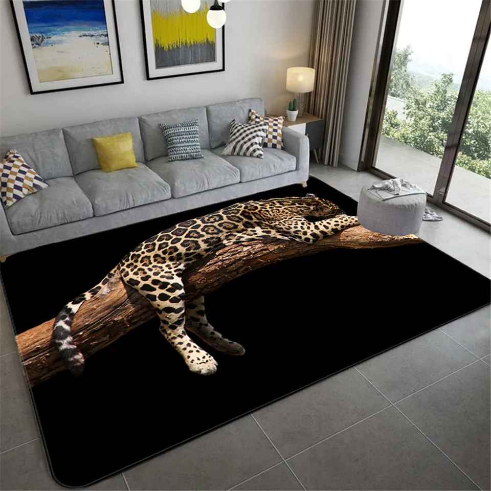 Nova moda leopardo impressão tapete no chão 3d animal impressão tapete