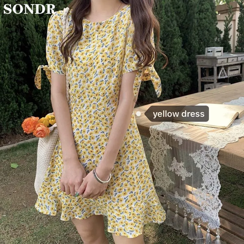 ladies yellow floral dress