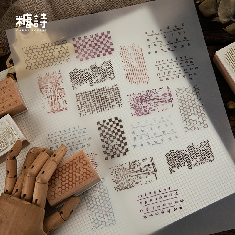 Vintage Basic grid number alphabet decoration stamp wooden rubber stamps for scrapbooking stationery DIY craft standard stamp