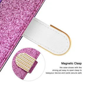 Image 3 - Flip Leather Case for Huawei P40 P30 P20 Lite Pro P Smart 2019 Mate 20 lite Glitter Wallet Magnetic Stand Y6 2019 Honor 8 Cover