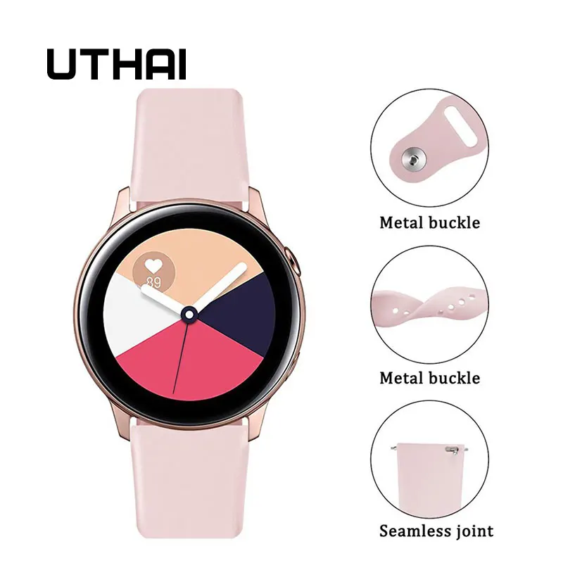 UTHAI G01 силиконовый ремешок для samsung gear watch 20/22 ММ Спортивный резиновый ремешок подходит для плоских интерфейсов наручные часы 20 мм 22 мм