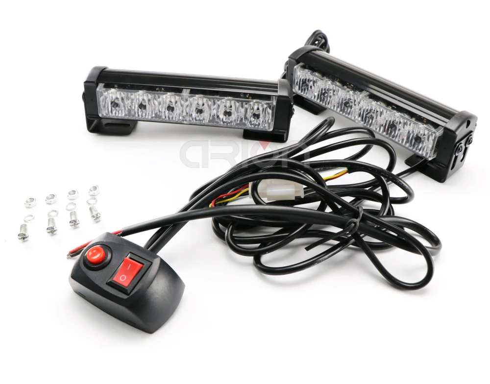 LED Traffic Signal Emergency Warning Flashing Light Police Car Strobe Lights Auto Front Grille Flash Lamp Bar