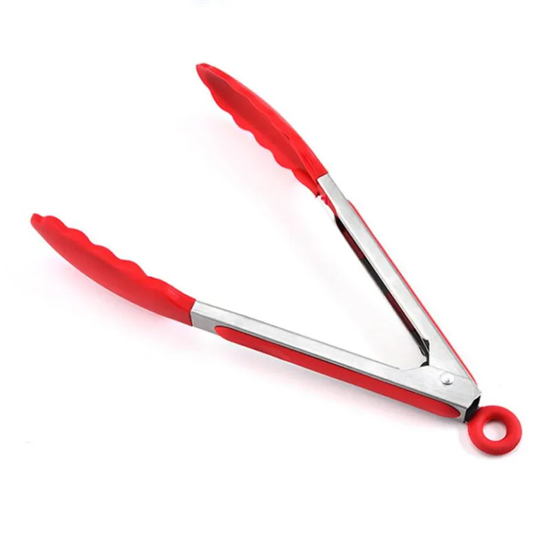 Food tongs Stainless steel Silicone Kitchen Tongs BBQ Clip Salad Bread Cooking Food Serving Tongs Restaurant Food Folder Kitchen Tools