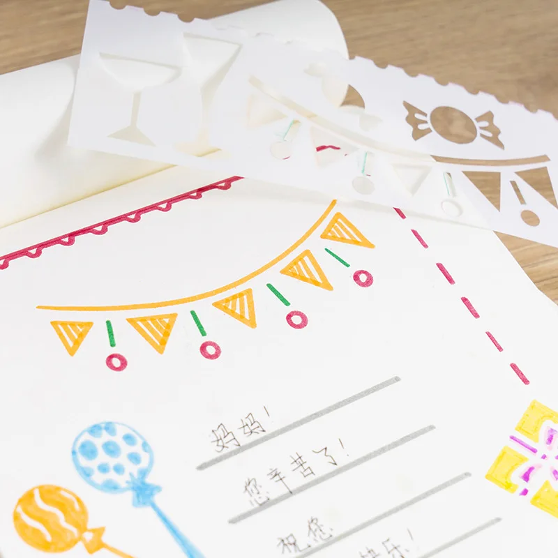 8 шт./упак. Kawaii Девочки Мальчик трафаретная линейка для DIY Скрапбукинг дневник линейки Студенческая канцелярская линейка трафарет для рисования