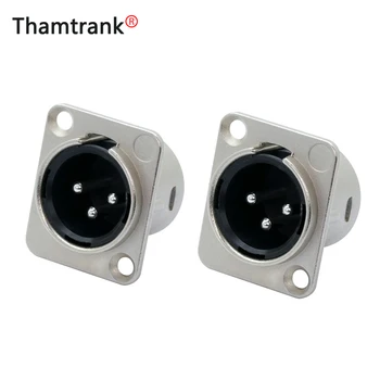 

10pcs XLR connector Pearl Silver Plated 3pin XLR male jack panel mount conector audio jack speaker plug with PUSH lock