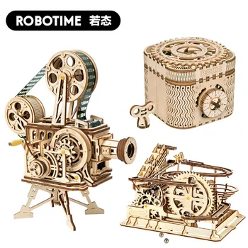 

Ruozhi DIY wooden mechanical transmission model assembling toy code box jewelry box birthday gift