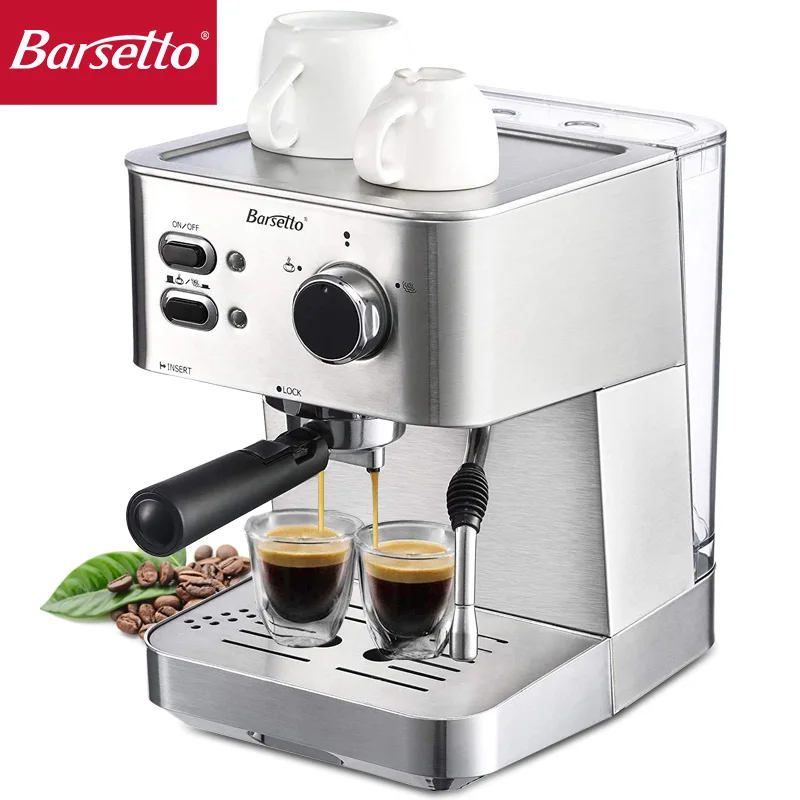 

Barsetto espresso coffee machine Built-In milk frother 15Bar Coffee Makers 1050W cappuccino machine automatic espresso machine