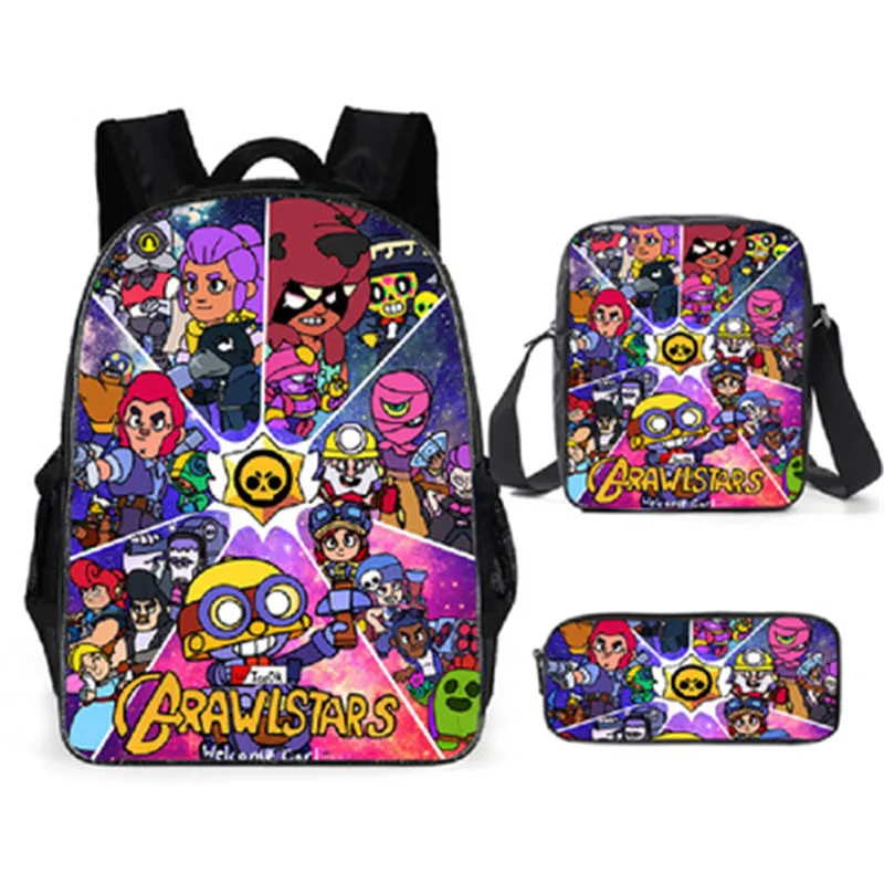 

Brawls Stars Large capacity 3D nylon Waterproof Backpack Set Anime Lyon Shirley Character Reward Children's Toy Backpack Gift