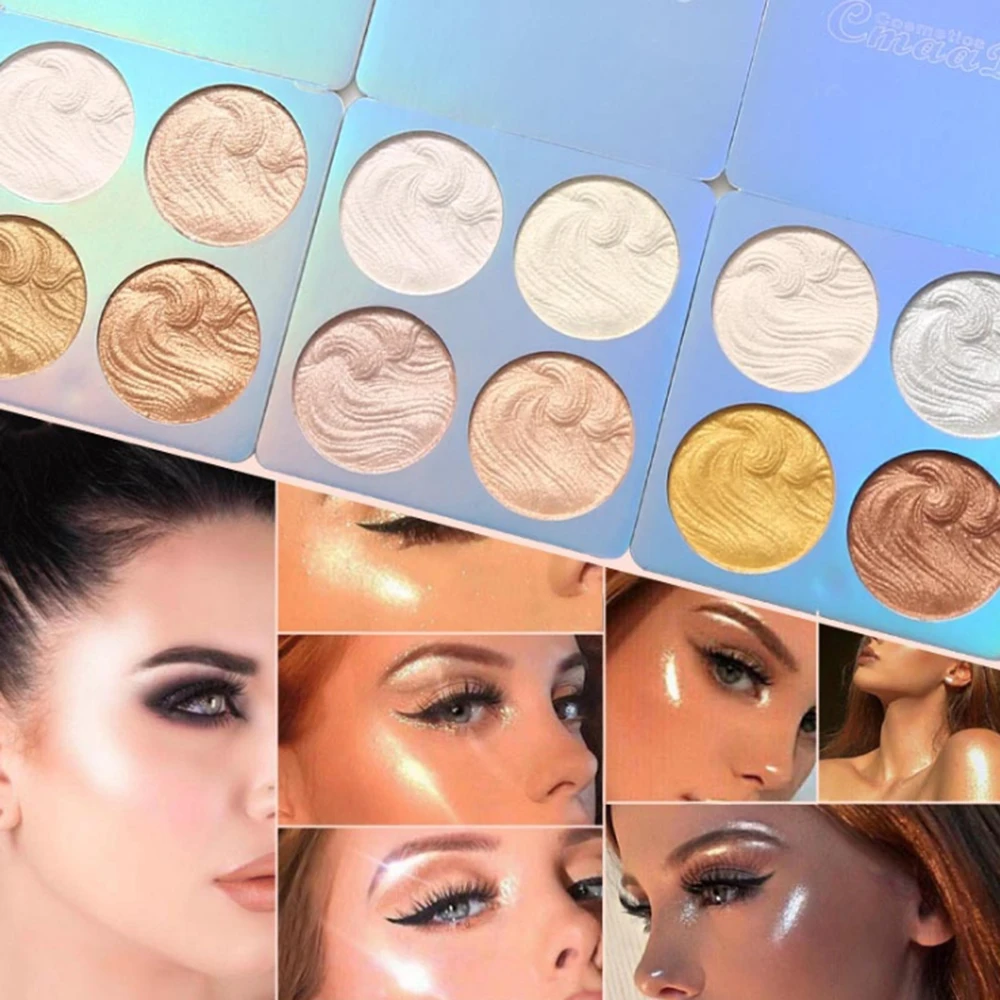 Highlighter Powder Palette Illuminator Makeup 4 Colors Brightener Contouring Bronzer Facial Highlight Shimmer Cosmetics |