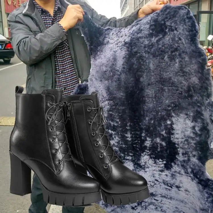 

Martin boots with waterproof Taiwan female thick with high thick wool bottom female warm pile layer cowhide