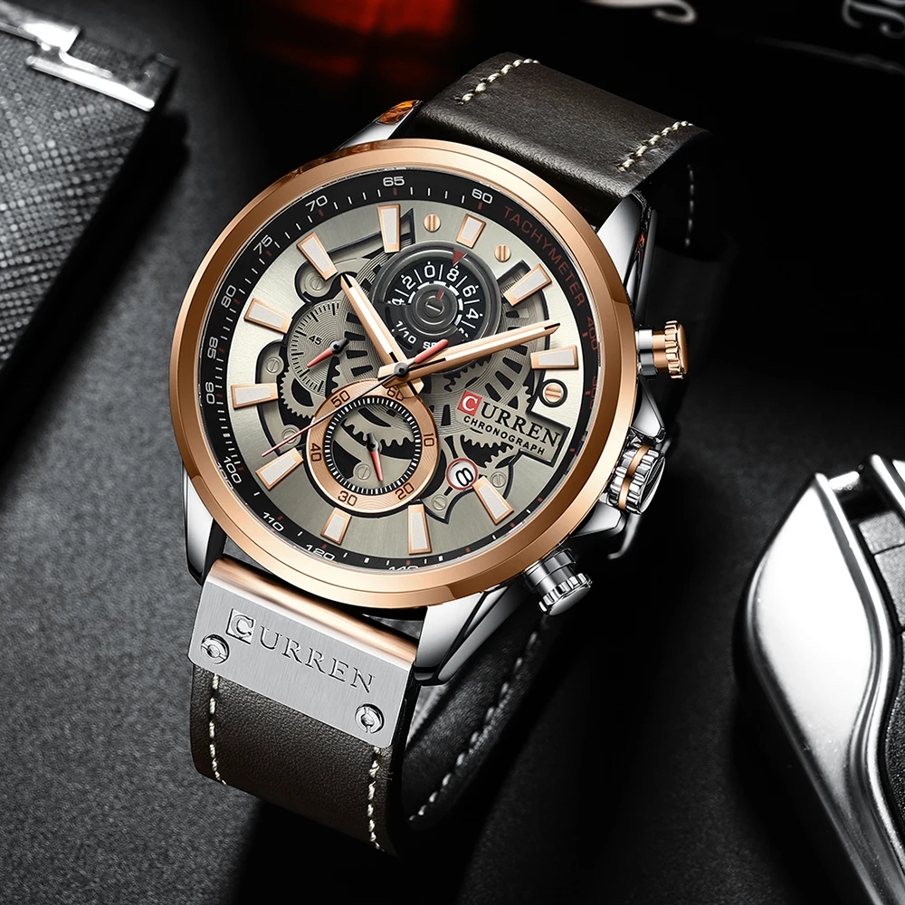 CURREN Fashion Male Watches Strap Sport Chronograph Wristwatch Creative Design Multifunctional Quartz Clock relogio masculino 3