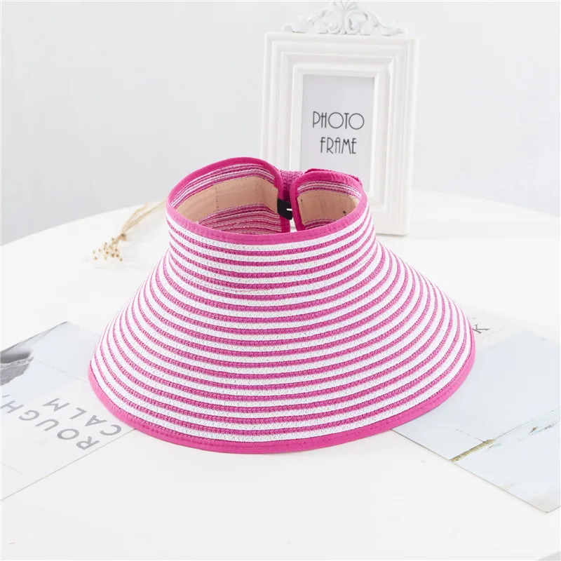 Summer Women's Holiday Beach hat Ladies Girl Topless Empty Bow Sun Visor Hat Sunshade Protection Straw hats beach hat