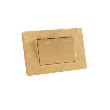 

Switch Wall switch brushed gold panel two open double - control socket