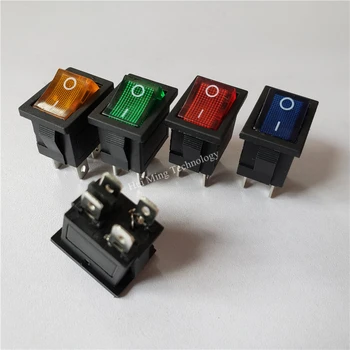 

25pcs rocker switch 4 pin 2 gear self locking 250V 6A 125V 10A KCD1-104/N 13*19mm hole ON-OFF for power supply