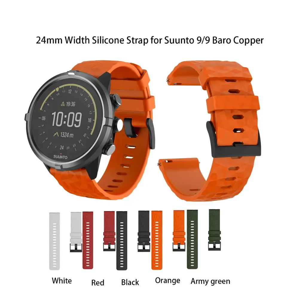 

24mm Soft Silicone Watch Strap for SUUNTO 9 Baro Copper Strap Silicone Replacement Wristband Strap for SUUNTO 9 Baro/Spartan
