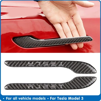 

4PCS For Tesla Model3 Door Handle Protector Carbon Fiber Sticker Door Handle Wrap Cover For Tesla Accessories Model 3 For Tesla