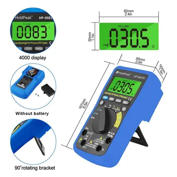 

Digital Multimeter HP-90EPD Multi-tester Auto Range Ohmmeter Voltage AC DC Resistance Current Capacity Tester TP899