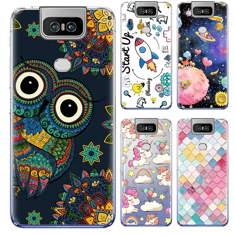 Anti-knock Back Phone Cover For ASUS ZenFone 6 ZS630KL Colorful Painted Fashionable Design TPU Silicone back |