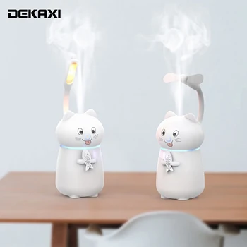 

DEKAXI 3 In 1 Cute Cat Humidifier LED Humidifier Air Fan Diffuser Purifier Atomizer Cute Kitten Styling Humidifier For room gift