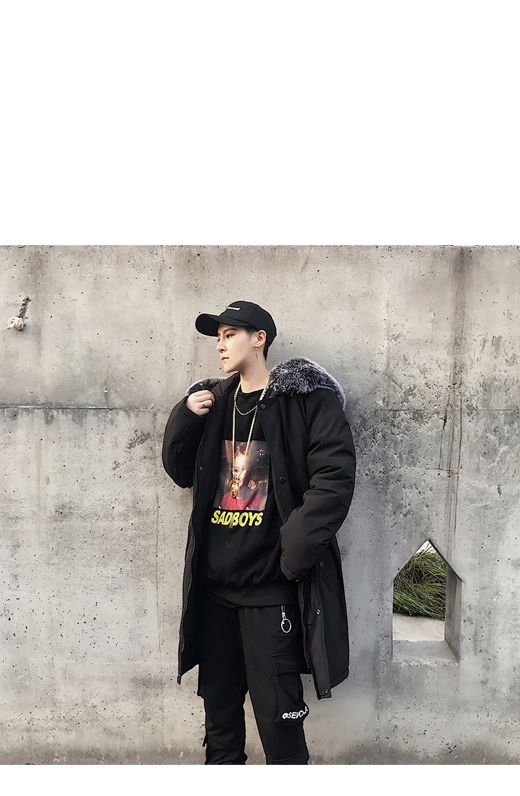 FUODRAO уличная одежда больших размеров, длинные толстые мужские парки в стиле хип-хоп с меховым воротником, верхняя одежда с капюшоном, Harajuku, зимние куртки, пальто J201