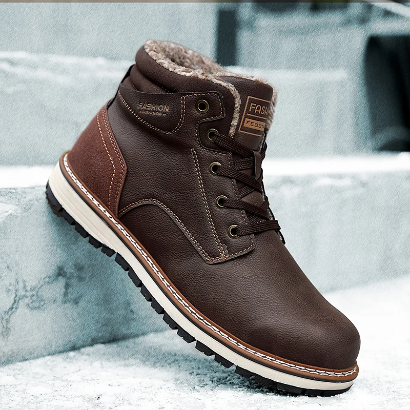 

New Snow Boots Protective and Wear-resistant Sole Man Boots Warm and Comfortable Winter Walking Boots Big Szie 40-46