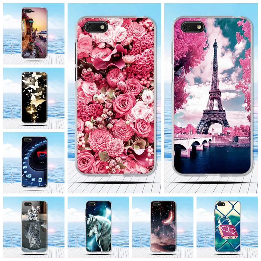 

for Huawei Y5 Prime 2018 Case Silicone flower Painting Soft TPU Back Cover for Huawei Y5 2018 Phone Bags for Honor 7S / play 7