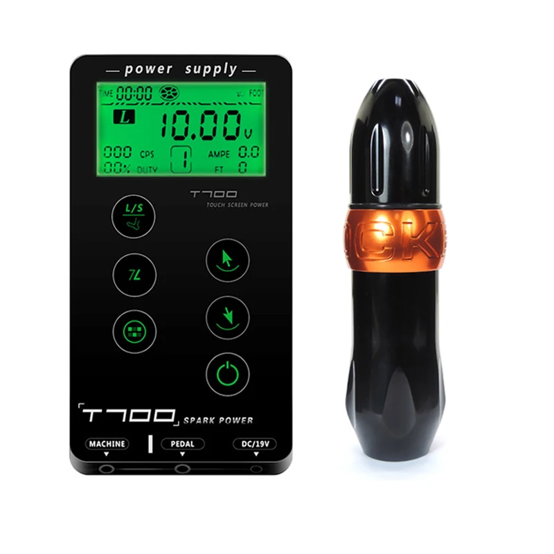 A Профессиональный набор для татуировки, ротационная ручка T700, комплект питания, ножной переключатель, картридж для татуировки, иглы - Цвет: A