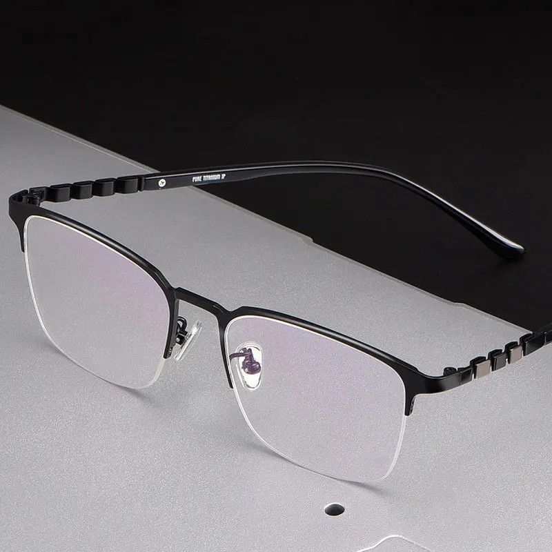

Pure Titanium Glasses Frame Half Rim Eye Glasses Men Business Style Nearsighted Spectacles New Arrival Eyewear