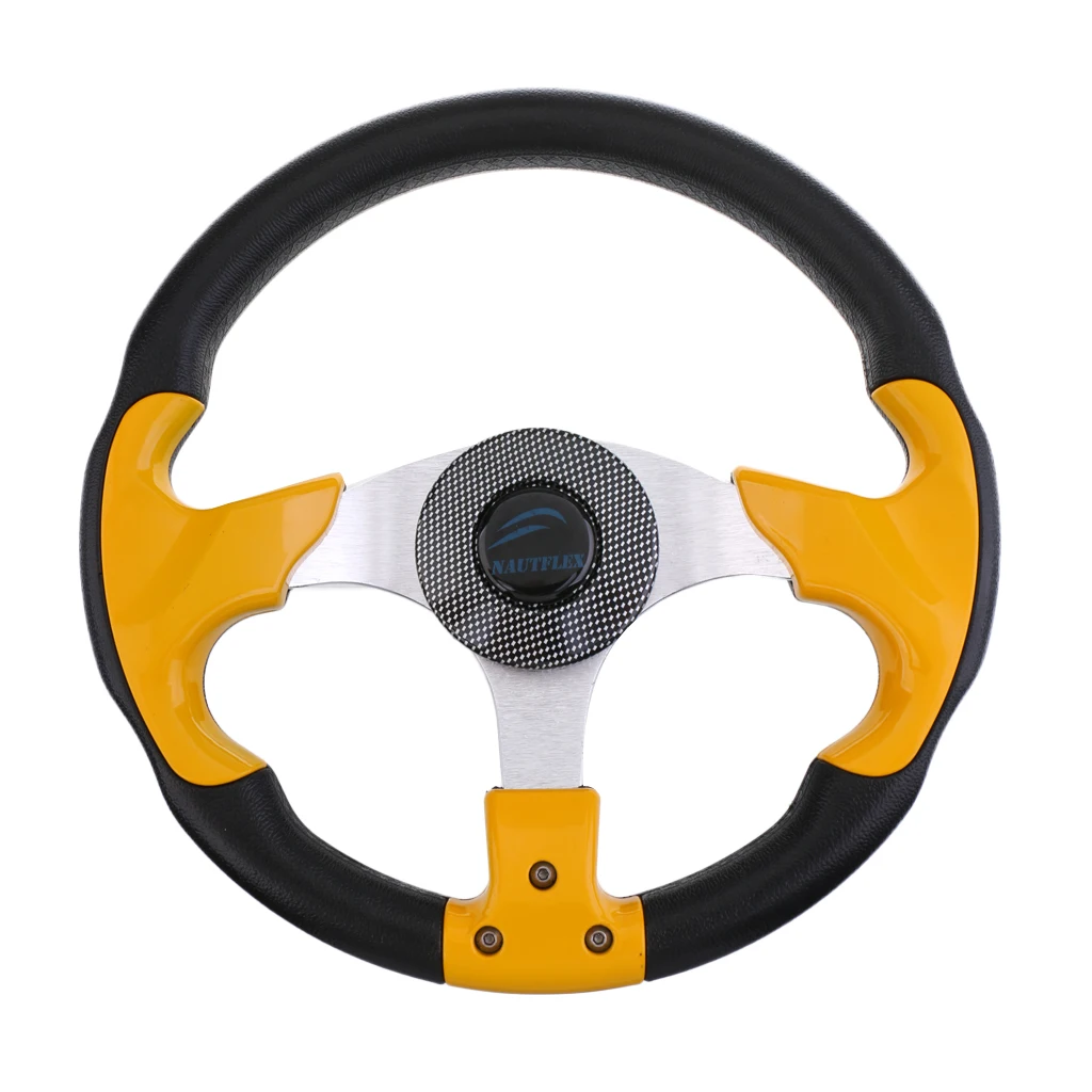 Replacement 315mm 3/4 inch 3 Spoke Aluminum Alloy Boat Steering Wheel & Soft Foam Grip for Marine Yacht Speedboat Cruiser