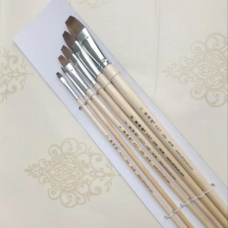 

6pcs Professiona Wolf Hair Painting Brushes Detail Set Hook Line Pen Round Point Watercolor Drawing Pen Brush Paint By Numbers