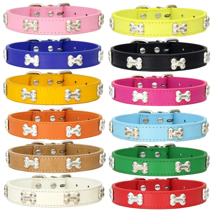Pet Dog Collar Bone Leather Durable Pet Supplies Accessories Neck Strap Collar for Dog