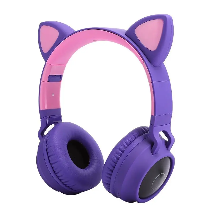 Cat Ear Bluetooth 5 0 Headphones LED Noise Cancelling Young People Kids Cute Headset Support Memory Card auriculares
