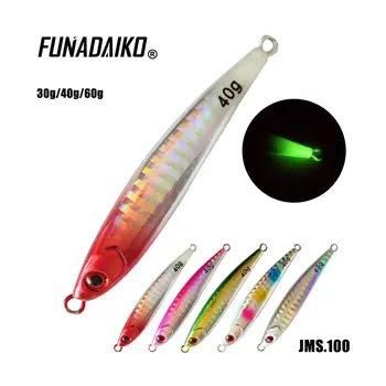 

FUNADAKO 5pcs/lot lead slow jig metal jig isca artificial fishing jig Jigging lure pencil lure Spoon jigging Lure 30g 40g 60g