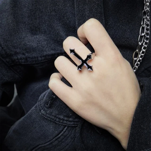 2Pcs Heart Magnet Couple Rings Punk Cuban Chain Charm Paired Rings For Lp Lovers Friend Adjustable Jewelry Party Gift Trend New Style 24  1PCS