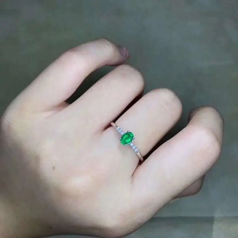 

Natural real emerald ring Free shipping 925 sterling silver For men or women