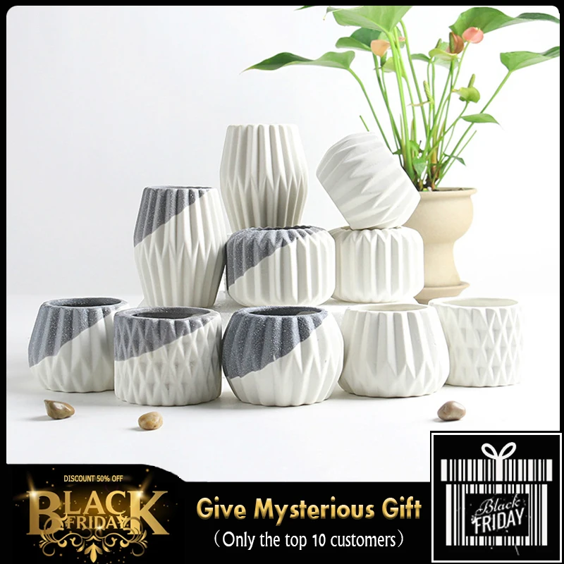 

Creative Ceramic Diamond Geometric Flowerpot Simple Succulent Plant Container Green Planters Small Bonsai Pots Home Decoration