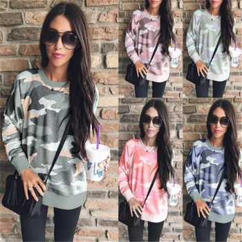 

Casual Women Hoodies Pullover Camouflage Autumn Coat Winter Loose Fleece Thick Knit Sweatshirt Female Hoodies Sweatshirt Vintage