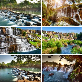 

Nitree Sunlight Mountain Creek Landscape Waterfall Stream Water Curtain Backdrop Photo Studio Photography Background Vinyl