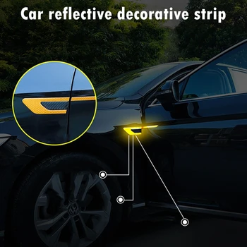 

2 Pcs Carbon Fiber Automobile Universal Reflective Strip Anti-collision Warning Stickers Automobile Exterior Decoration Products
