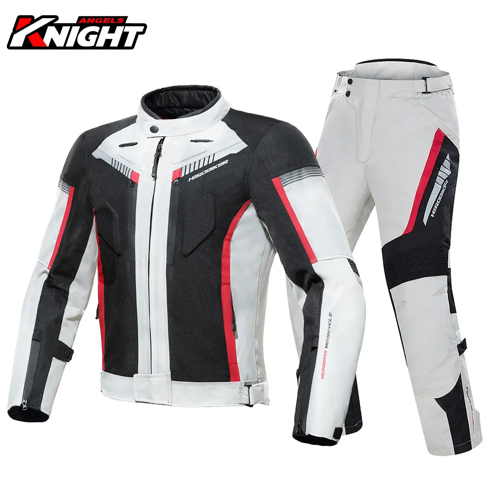 HEROBIKER Motorcycle Jacket Protective Gear Waterproof Moto Jacket Men's Motocross Clothing Motorcycle Suit With 5 Protector