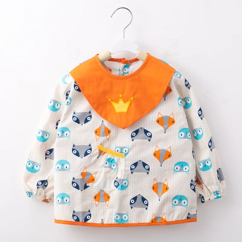 Новинка; Детский комбинезон из хлопка с длинными рукавами; водонепроницаемый Детский фартук; одежда с рисунком; сезон осень-зима; детский нагрудник для еды