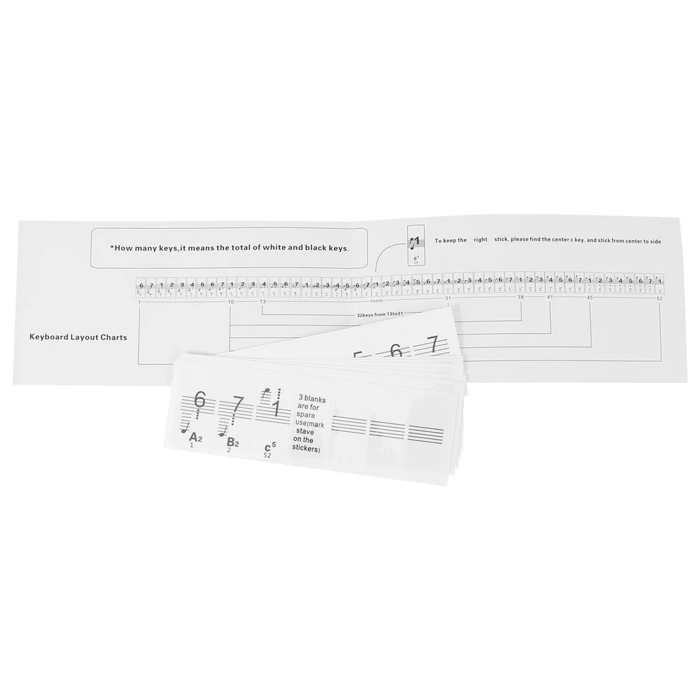 1pc Piano Keyboard Sticker Practical Introductory (Black White) |