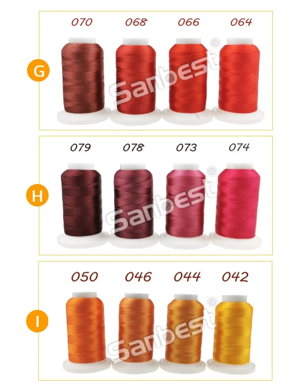 Description Picture 5 of itemSanbest High Quality Polyester Embroidery Thread Fliament 120D/2 1000M 92Colors Can Choose Brother Singer Machine Sewing Threads