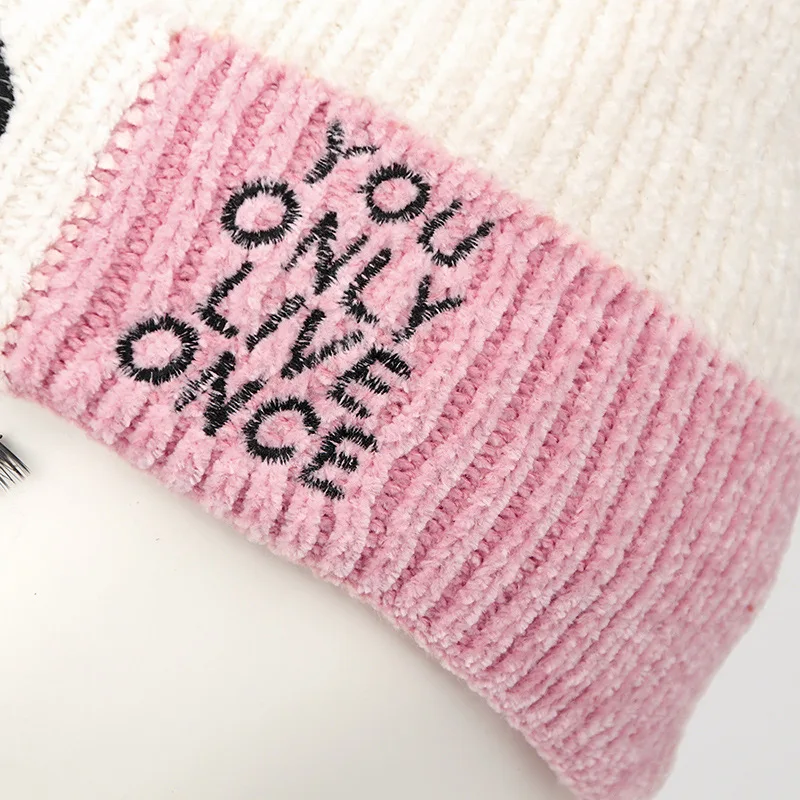 Женская зимняя шапка с помпоном Skullies Beanies для девочек вязаная шапка теплые шапки