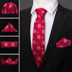 Снежный Узор, красный Рождественский галстук, набор, шелковый галстук для мужчин, подарок, вечерние галстуки, платок, Барри. Ван, модный