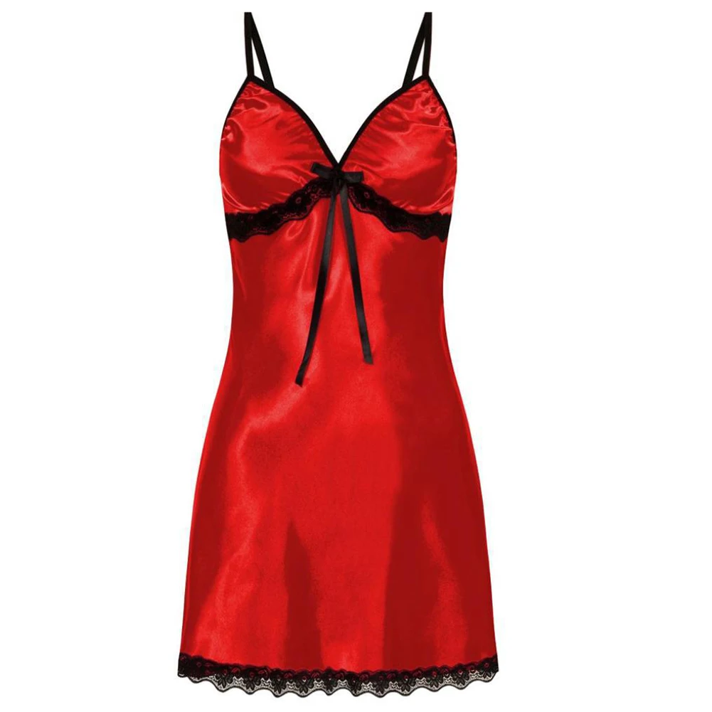 Летняя женская сексуальная атласная ночная рубашка для девочек с v-образным вырезом, кружевная Пижама, мини-платье s-xxxl 5 цветов
